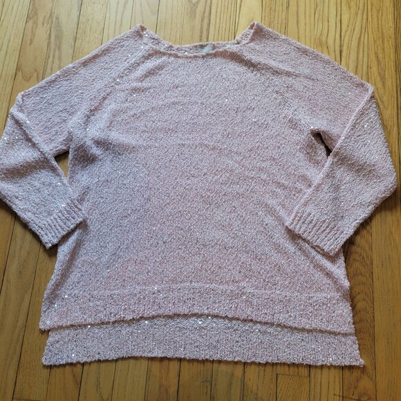 Chicos Pink Sequin Knit Long Sleeve Sweater Size 2 Large - Picture 5 of 8